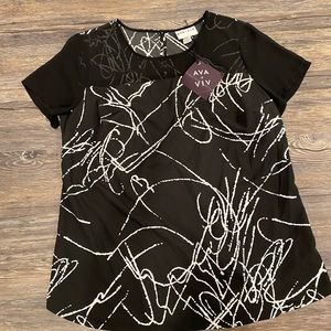 Ava and Viv black and white women’s blouse